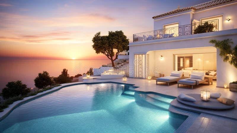 Villa terrace sunset